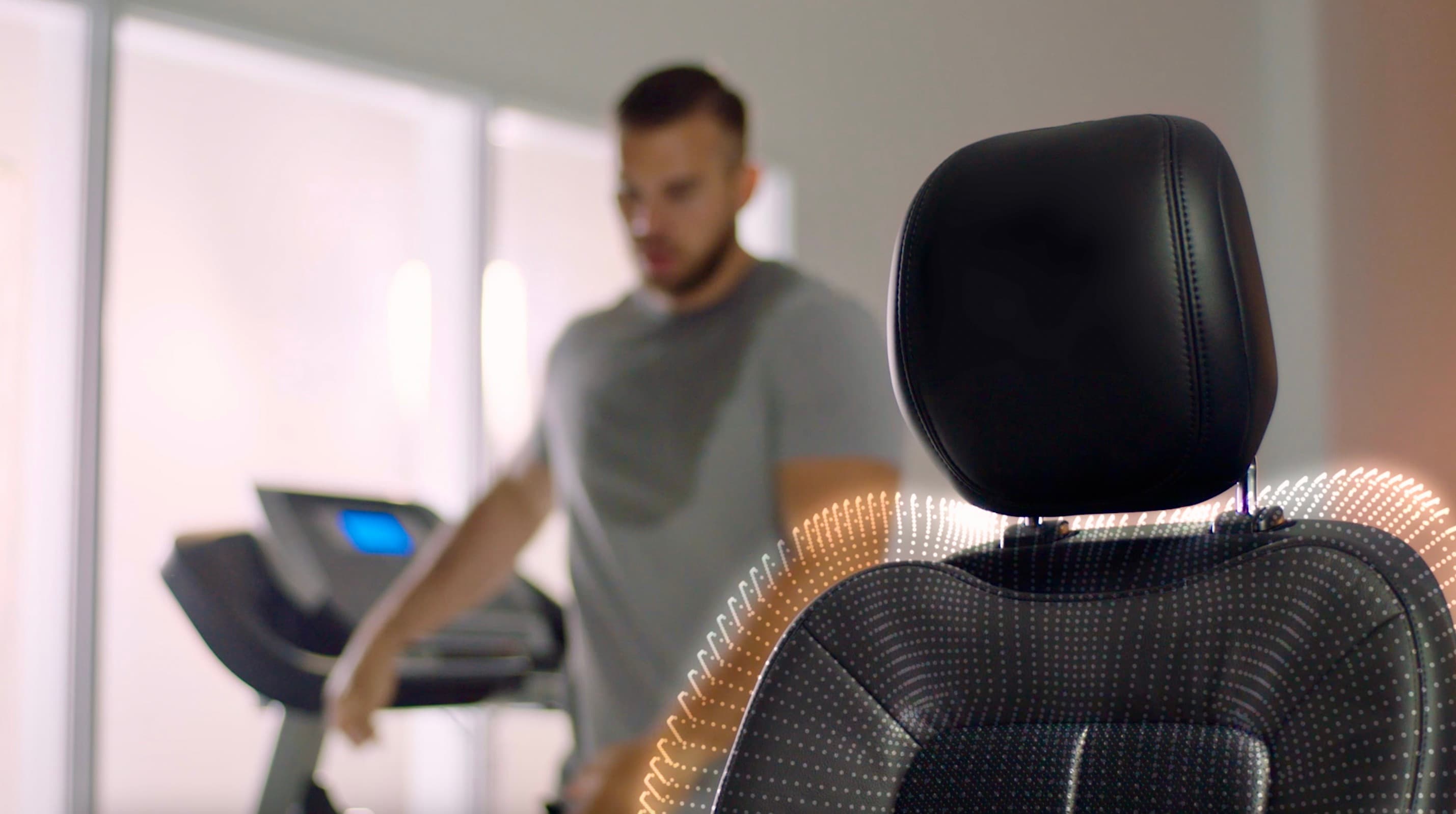 Screenshot of car seat sensing a person's temperature after exercising