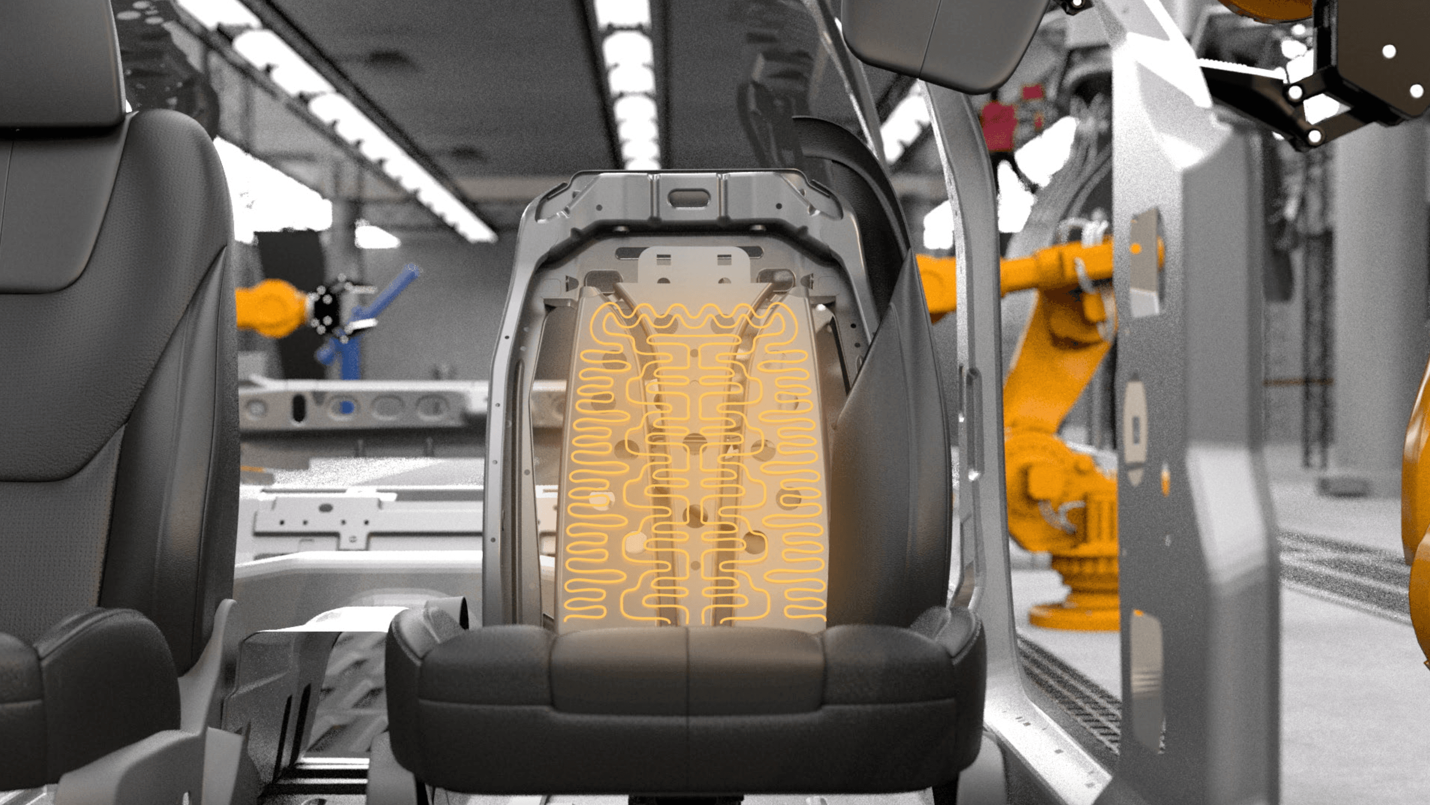 Screenshot of a seat being manufactured