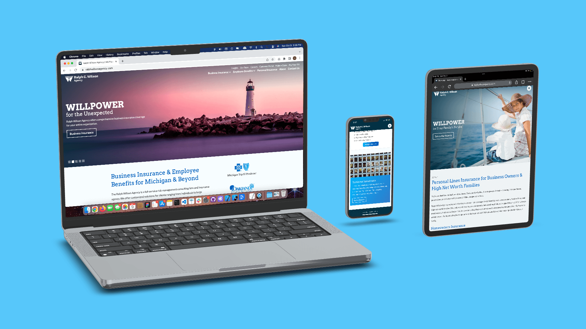 Different devices using the Ralph Wilson Agency website